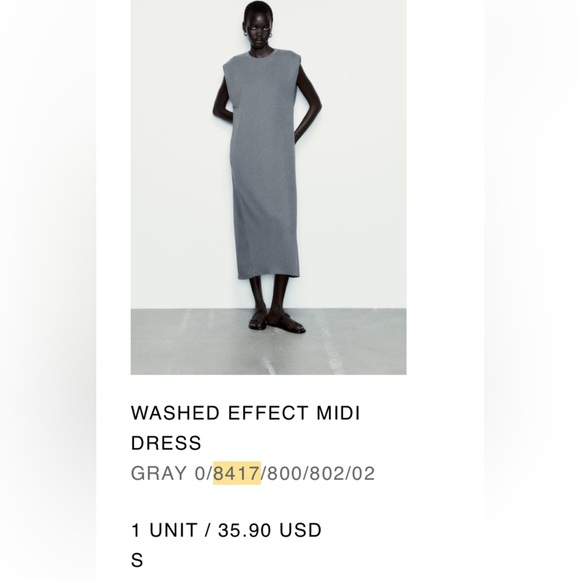 NWT Zara Washed Effect Midi Dress - Picture 2 of 6